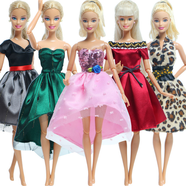 5 pçs/set moda multicolorido outfit vestido saia diário casual vestido de  festa acessórios roupas para barbie boneca diy casa brinquedos - AliExpress
